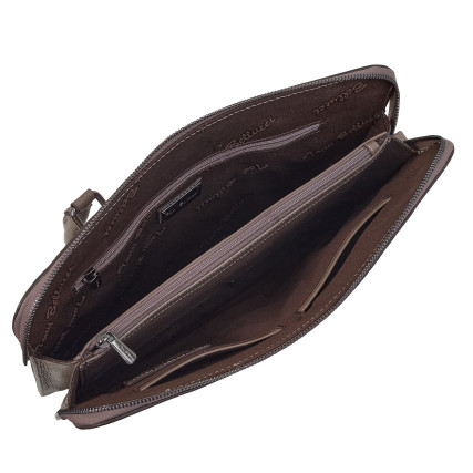Кожаный женский портфель темный тауп Tony Bellucci