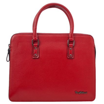 Кожаный женский портфель красный Tony Bellucci