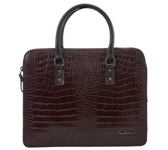 Кожаный женский коричневый портфель кроко Tony Bellucci