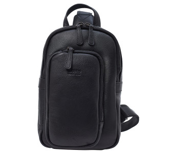Рюкзак кожаный гладкий через плечо BOND 1195-101 черный