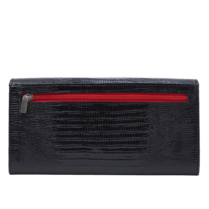 Женский кожаный кошелек Desisan 150-834 черный с красным