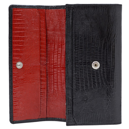 Женский кожаный кошелек Desisan 150-834 черный с красным