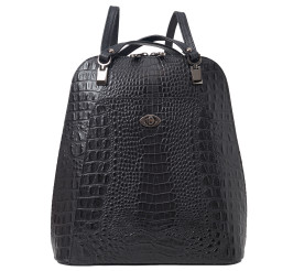 Кожаная женская сумка-рюкзак черный кроко Desisan