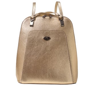 Кожаная золотистая женская сумка-рюкзак Desisan