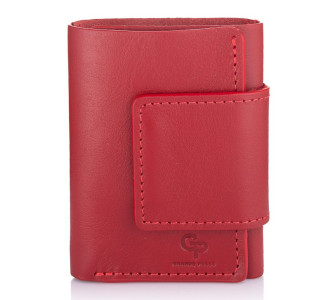 Женский красный кожаный кошелек на магните Grande Pelle