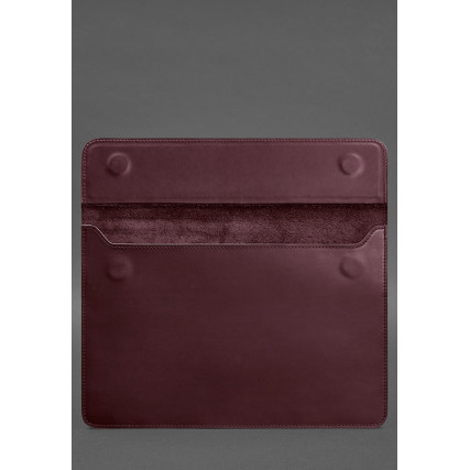 Кожаный бордовый чехол-конверт на магнитах для ноутбука Универсальный BlankNote