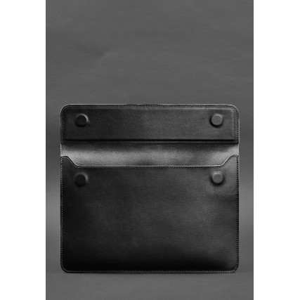 Кожаный черный чехол-конверт на магнитах для MacBook 13''