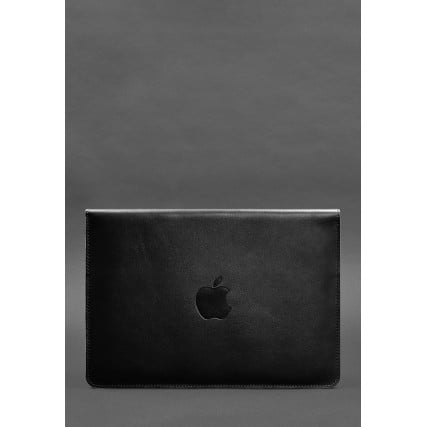Кожаный черный чехол-конверт на магнитах для MacBook 13'' – Фото 3