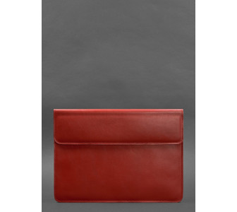 Красный кожаный чехол-конверт на магнитах для MacBook 13''