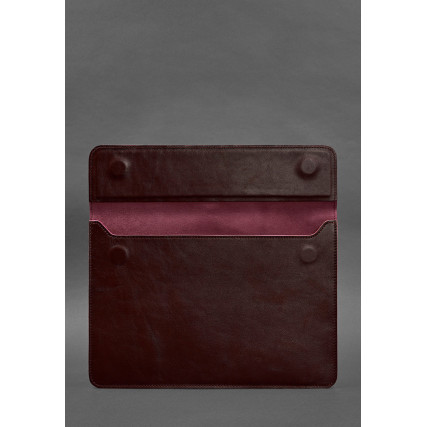 Кожаный бордовый чехол-конверт на магнитах для MacBook 13''