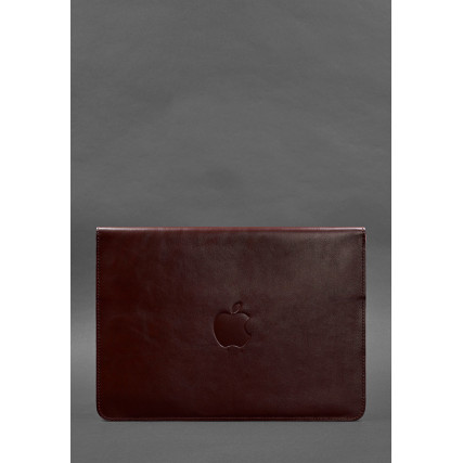 Кожаный бордовый чехол-конверт на магнитах для MacBook 13''
