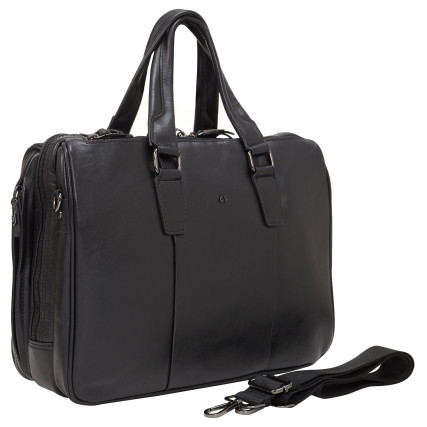 Мужской черный кожаный портфель Giorgio Ferretti (Италия) GF0080Bblack – Фото 2