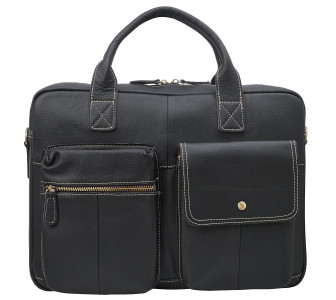 Мужская кожаная черная сумка для ноутбука Buffalo Bags