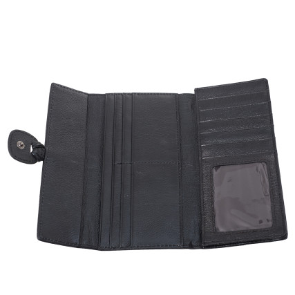 Женский кожаный черный кошелек на кнопке Mike Browen