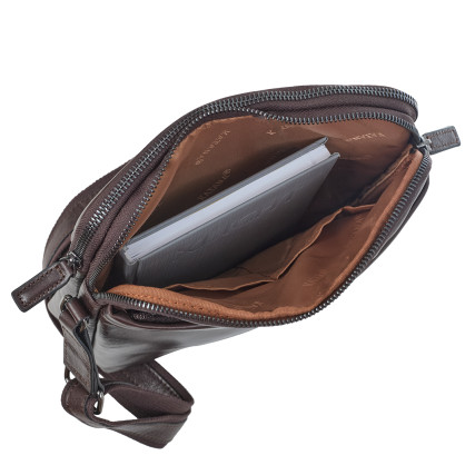 Коричневая кожаная сумка через плечо Katana (Франция) – Фото 8