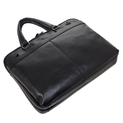 Мужской кожаный гладкий черный портфель Katana (Франция) – Фото 5