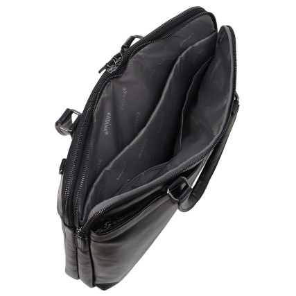 Мужской кожаный гладкий черный портфель Katana (Франция) – Фото 6