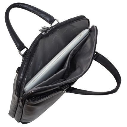 Мужской кожаный гладкий черный портфель Katana (Франция) – Фото 7