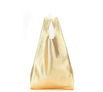 Кожаная сумка шоппер POOLPARTY  золотистая