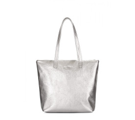 Кожаная сумка шоппер POOLPARTY SECRET серебро