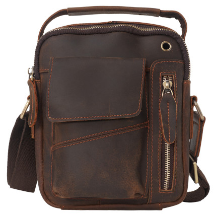 Мужская винтажная кожаная сумка Buffalo Bags темно-коричневая – Фото 1