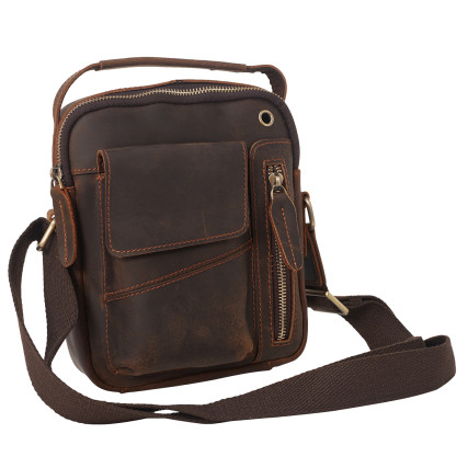 Мужская винтажная кожаная сумка Buffalo Bags темно-коричневая – Фото 2