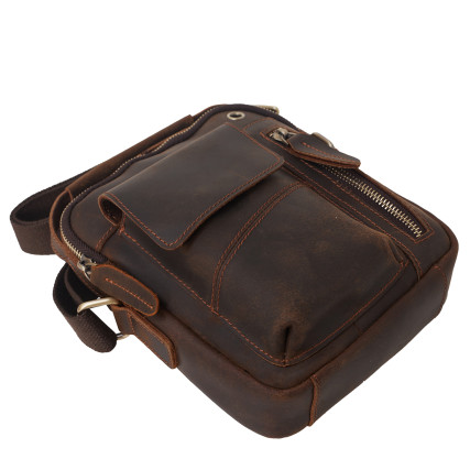Мужская винтажная кожаная сумка Buffalo Bags темно-коричневая – Фото 5
