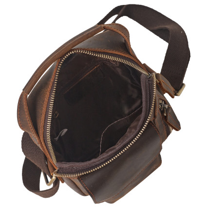 Мужская винтажная кожаная сумка Buffalo Bags темно-коричневая – Фото 6
