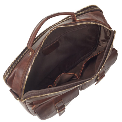 Мужская кожаная сумка Buffalo Bags коричневая – Фото 6