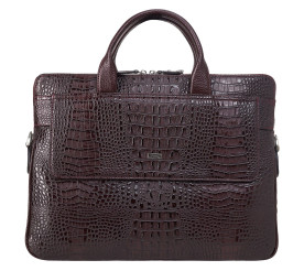 Кожаный портфель Desisan темно-бордовый кроко
