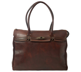 Деловая кожаная женская сумка Feretti коричневая