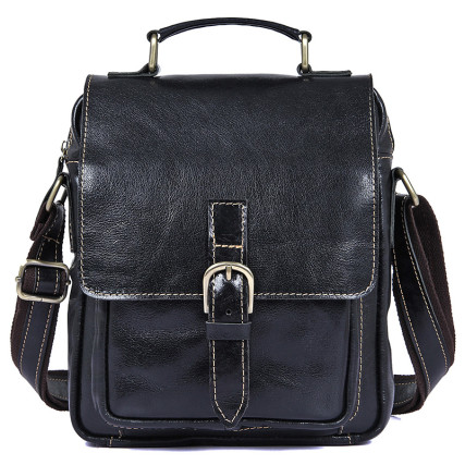 Мужская кожаная сумка через плечо 1016A Buffalo Bags черная – Фото 1