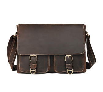 Кожаный винтажный портфель Buffalo Bags коричневый 1038R