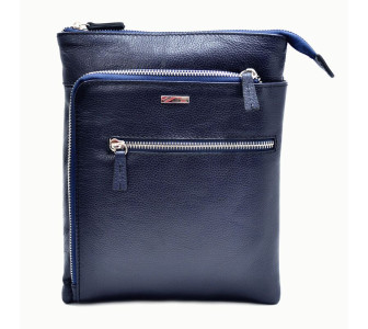 Мужская кожаная сумка DESISAN синяя 1459-315