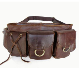Сумка на пояс кожаная 3014C Buffalo Bags коричневая