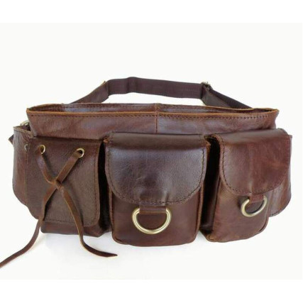 Сумка на пояс кожаная 3014C Buffalo Bags коричневая – Фото 1