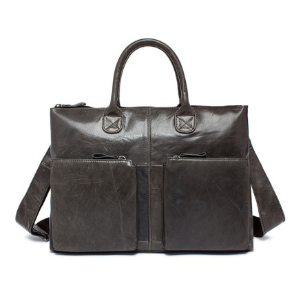 Кожаная сумка для ноутбука 7241J-1 Buffalo Bags серая – Фото 1