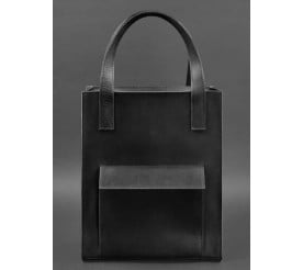 Женская кожаная сумка Blanknote "Бэтси" с карманом черная BN-BAG-10-1-g-kr