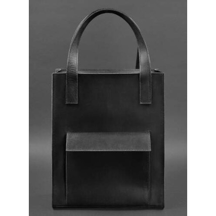 Женская кожаная сумка Blanknote &quot;Бэтси&quot; с карманом черная BN-BAG-10-1-g-kr – Фото 1