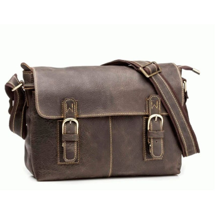 Мужская кожаная сумка через плечо TIDING BAG коричневая G8850 – Фото 1