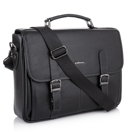 Мужской кожаный портфель Giorgio Ferretti (Италия) черный GF009black – Фото 1