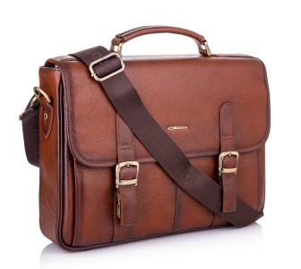 Мужской кожаный портфель Giorgio Ferretti (Италия) светло-коричневый GF009brown