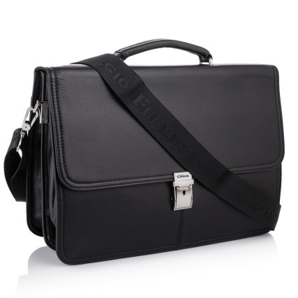 Мужской кожаный портфель Giorgio Ferretti (Италия) черный GF0113black – Фото 1