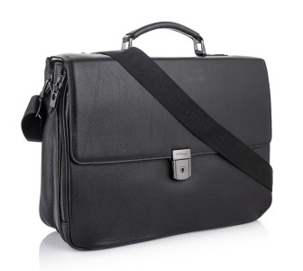 Мужской кожаный портфель Giorgio Ferretti (Италия) черный GF016012black