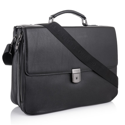 Мужской кожаный портфель Giorgio Ferretti (Италия) черный GF016012black – Фото 1