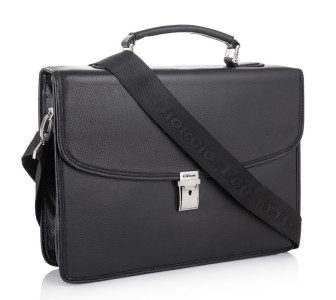 Мужской кожаный портфель Giorgio Ferretti (Италия) черный GF032black