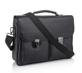 Мужской кожаный портфель Giorgio Ferretti (Италия) черный GF036Bblack