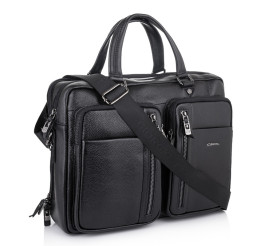 Мужской черный кожаный портфель Giorgio Ferretti (Италия) GF147Ablack