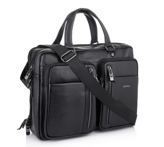 Мужской черный кожаный портфель Giorgio Ferretti (Италия) GF147Ablack