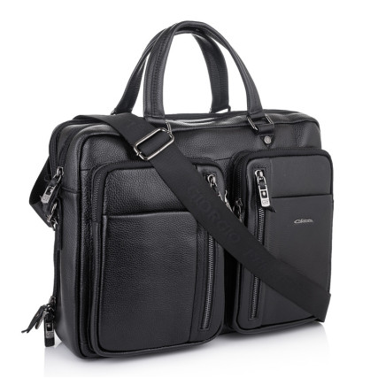Мужской черный кожаный портфель Giorgio Ferretti (Италия) GF147Ablack – Фото 1